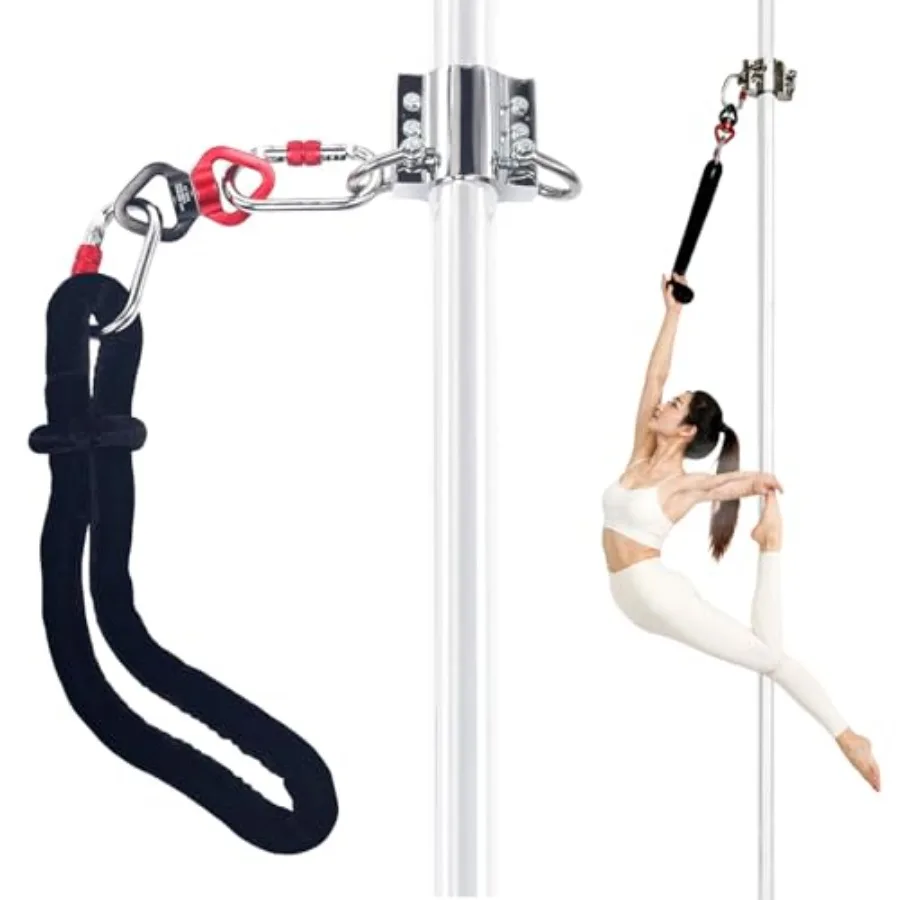 Aerial Pole Strap Set for Yoga and Fitness Training: Professional-grade nylon straps in black with non-slip grip texture for se