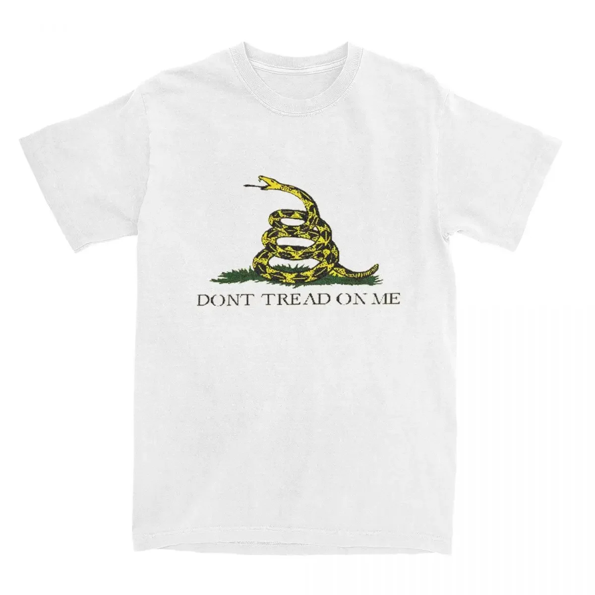 Gadsden Flag Don't Tread On Me Libertarian T-Shirt Yellow Flag T Shirts Short-Sleeve Tops Summer 100% Cotton Crew Neck Tees