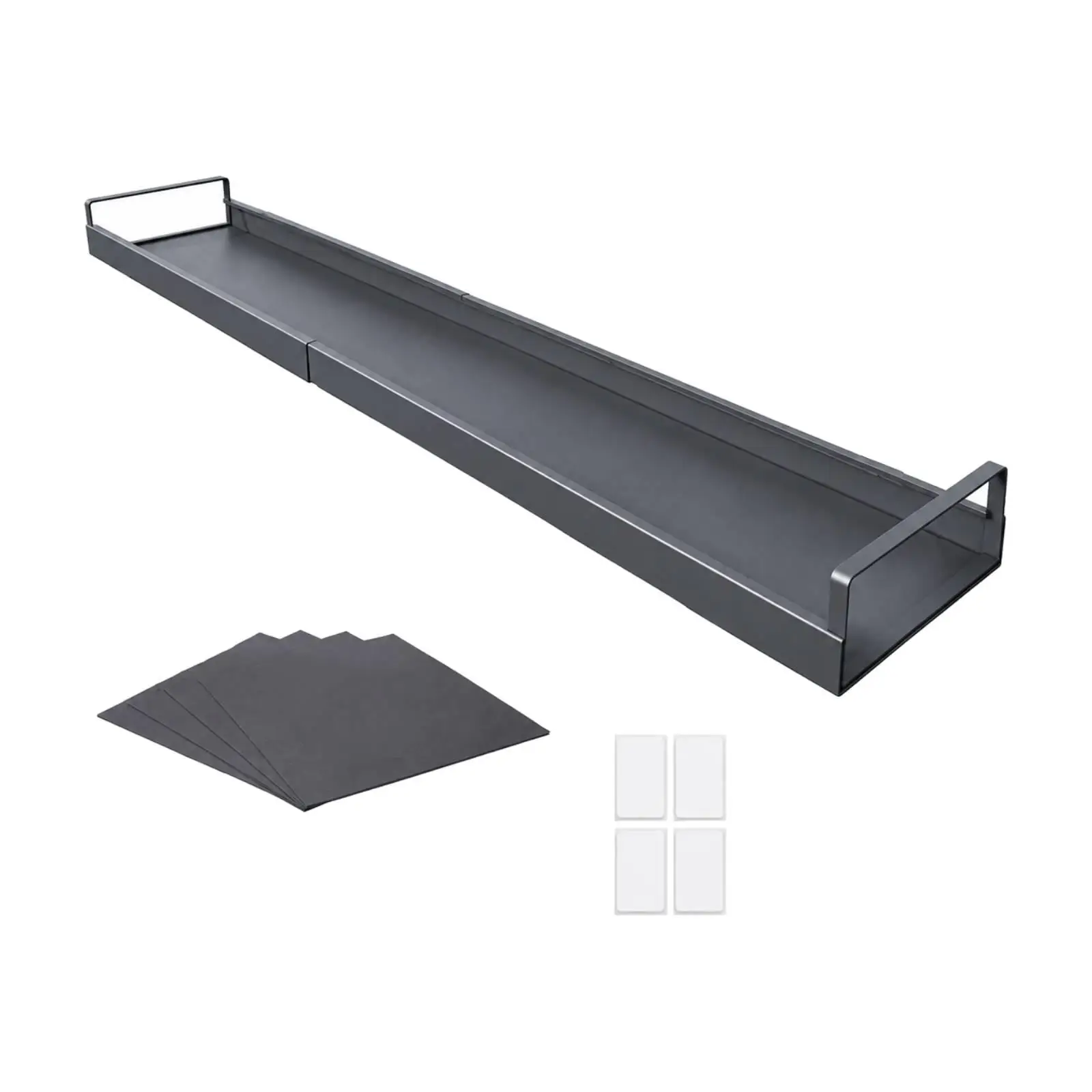 Adjustable Stove Shelf Rack Carbon Steel Stovetop Storage Organizer for Kitchen Counter Gap Spice Rack with Guard Rails