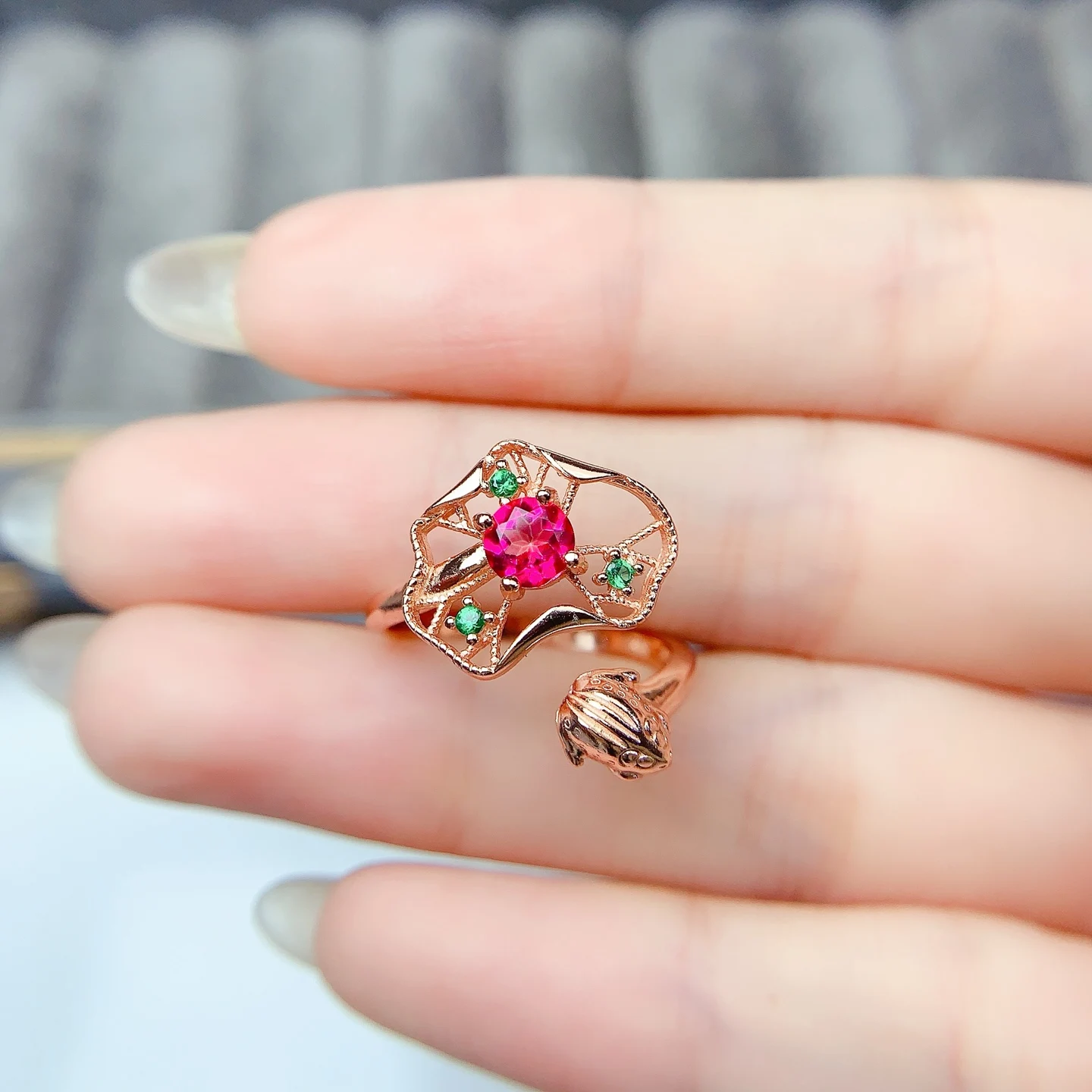 

5mm Natural Topaz/Diopside Ring S925 Sterling Silver Certificate Lotus Leaf Design Fine Fashion Weddings Jewelry for Women FS