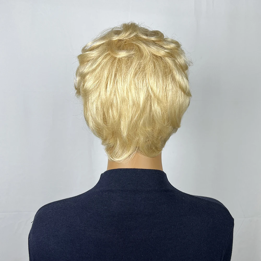 Афро-пушистый вьющийся парик 613 цветов в стиле пикси, вьющийся короткий вьющийся парик из человеческих волос, полный машинный парик, парики из человеческих волос для женщин