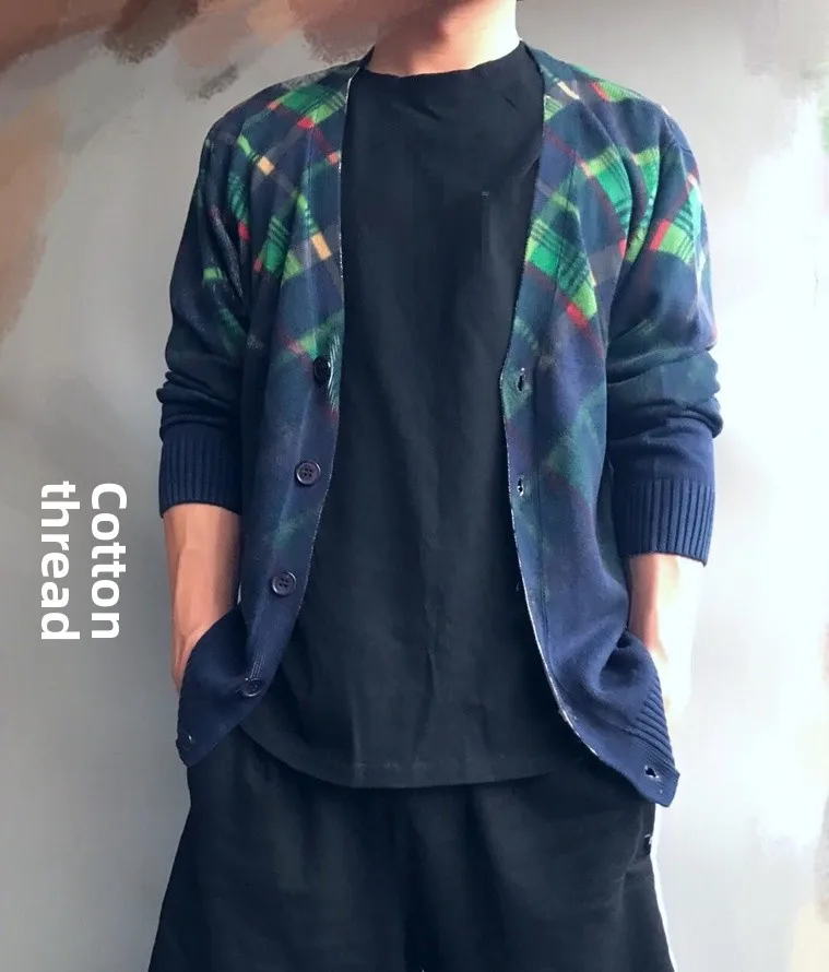 

Loose Knitted Pure Cotton Thiened V-Ne Sweater Cardigan for Men Spring Autumn Faion Urban Sle Breathable Comfortable
