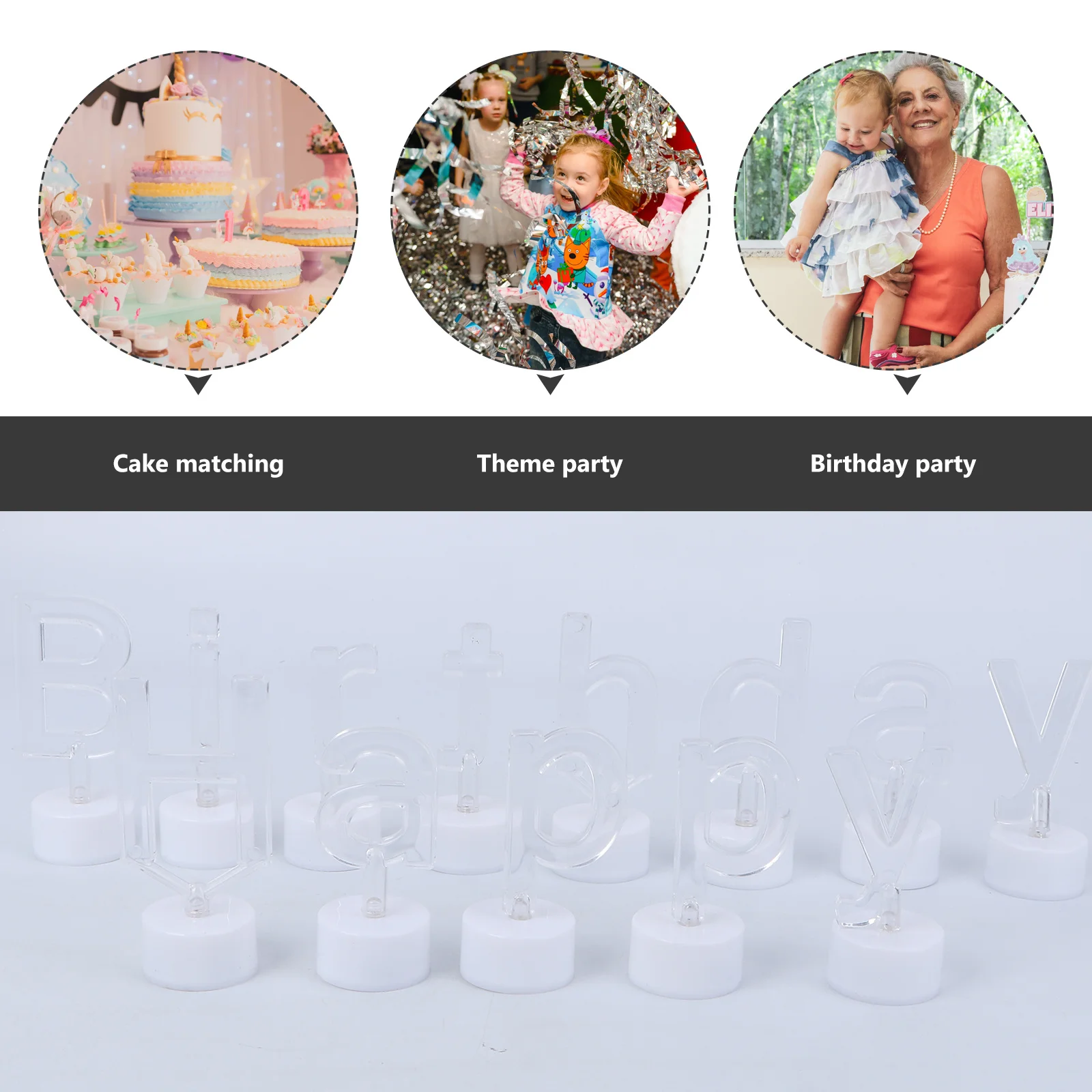 

1Set LED Lamp Simulated Birthday Letter Light Powered Flameless Decorative Lamp for Party Wedding Banquet