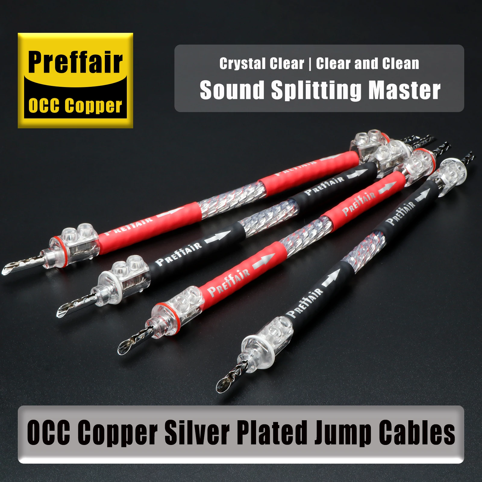 

4PCS Hifi speaker jumper bridge cable OCC silver plated audio jumper cable with rhodium plated WBT banana Y Spade plug