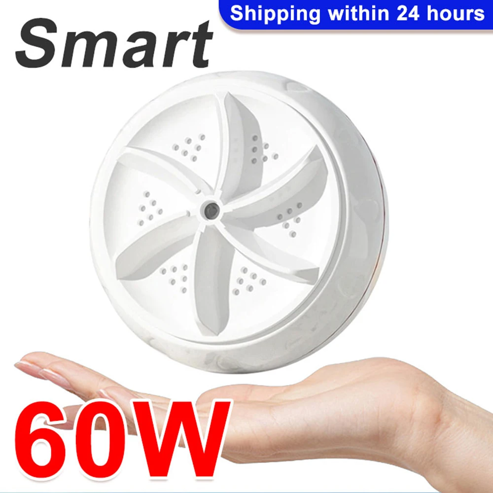 

Portable 60W Turbo Washing Machine Hight Power Mini Ultrasonic Washer for Baby Clothes Underwear Socks Business Trip Travel USB