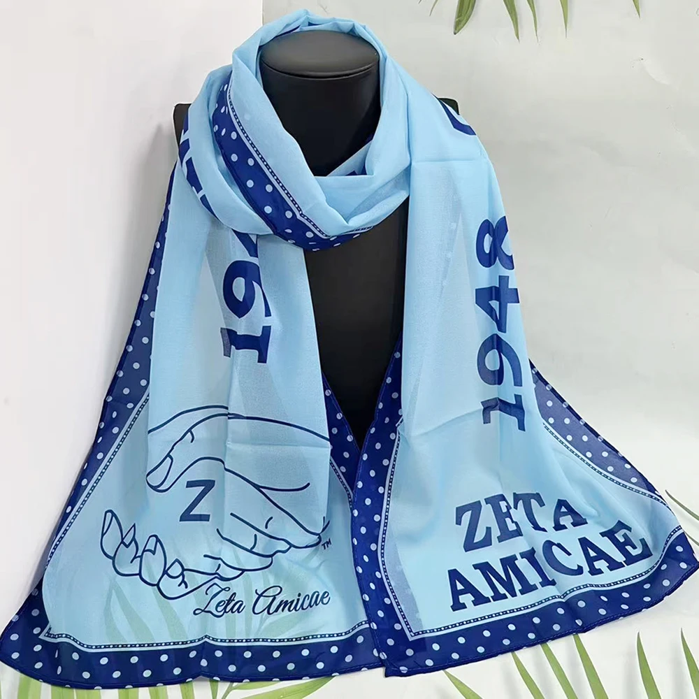 Lenço Zeta Amicae Azul Claro Azul Royal Carta Grega 1948