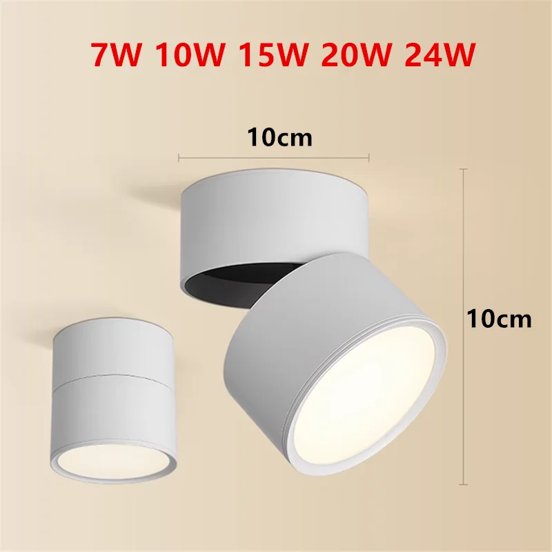 Montowane na powierzchni antyodblaskowy świetlówka LED ściemniania 7 w10w15w20w24w składane i obrotowe lampy sufitowe reflektor 110/220V Downlight