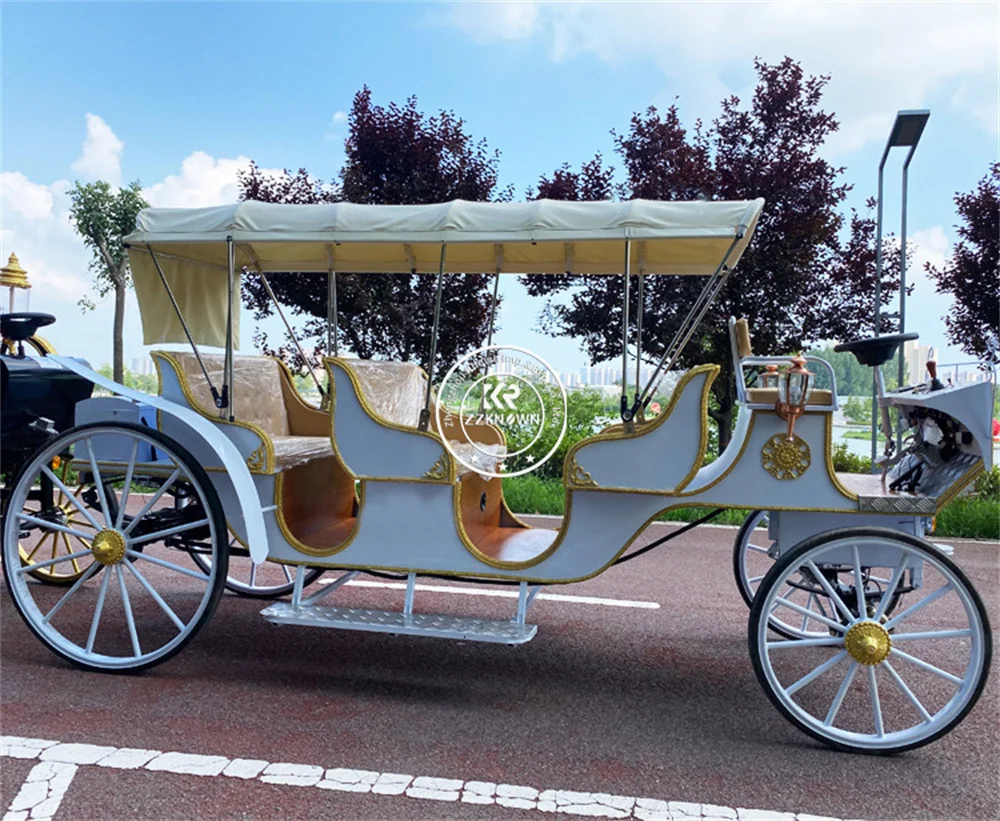 Luxury European Vintage Sightseeing Horse Carriage Retro Royal Style Tourist Horse Carriage for Park Scenic Spot