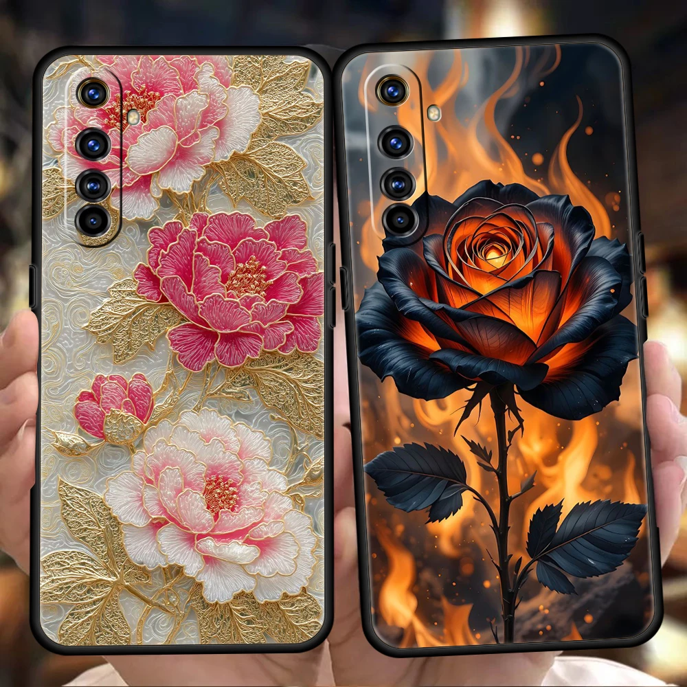 Soft TPU For Realme 13 12 11 10 Pro Plus GT2 GT3 GT5 C67 C63 C55 C21 C25 C35 Pro 5G Shockproof Phone Case Fragrant Flowers Capas