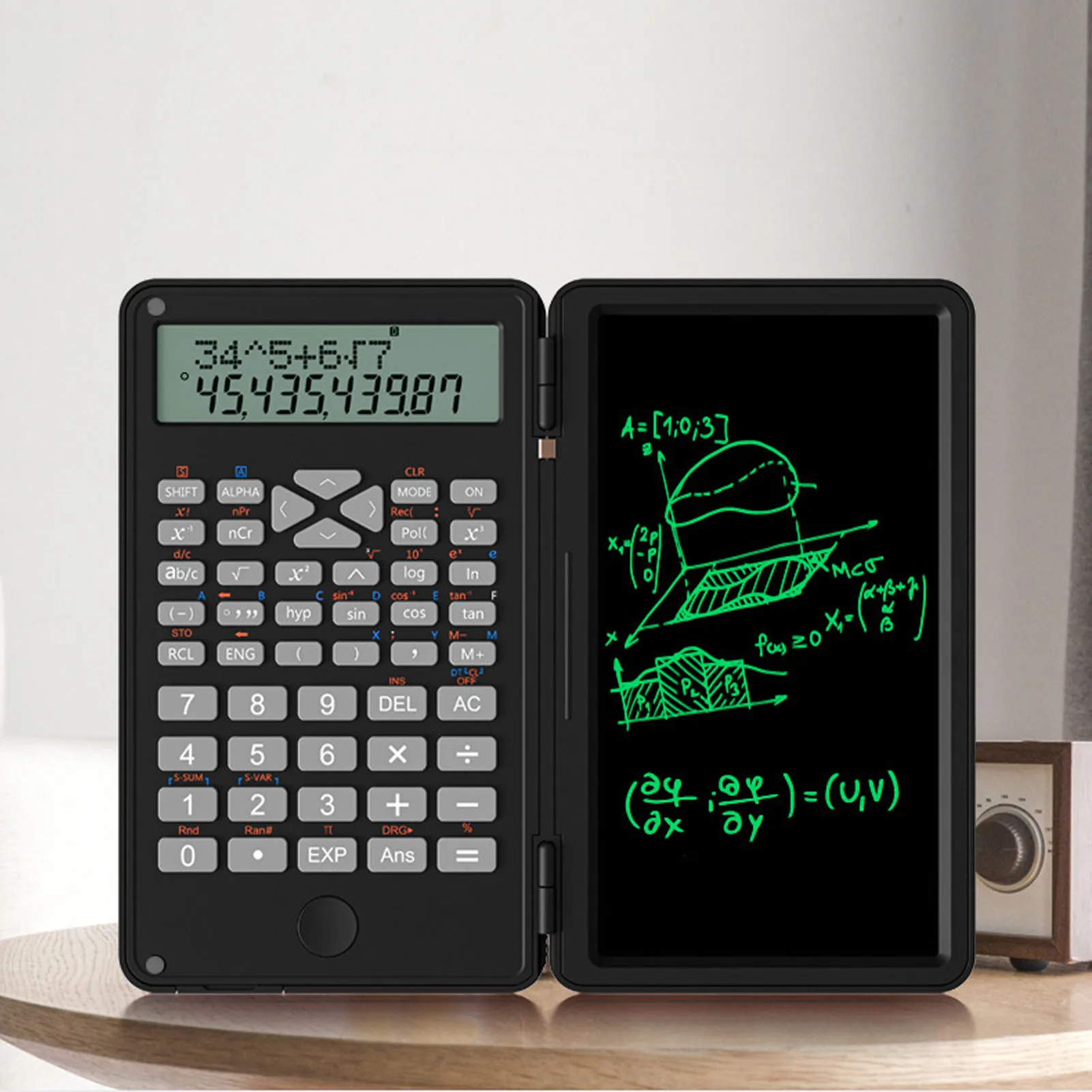 Desktop Scientific Calculator 2 Line Display with 6 Inch LCD Writing Tablet Foldable Calculator for Home School Office Business