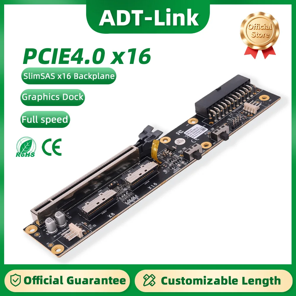 

ADT-Link PCIE4.0 x16 SlimSAS Graphics Dock Station Riser Card External Graphics Card eGPU Supports GDS1-SFX Power Supply