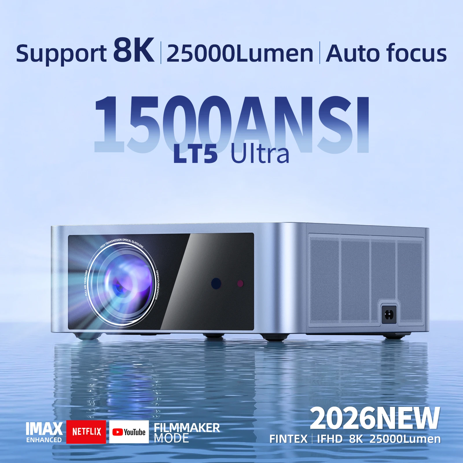 

Проектор FINTEX LT5 Ultra 25000 люмен, онлайн-проектор 8K Full HD 1080P HDR10, 1500 ANSI, Android 9.0, ASA3.0, с автофокусом