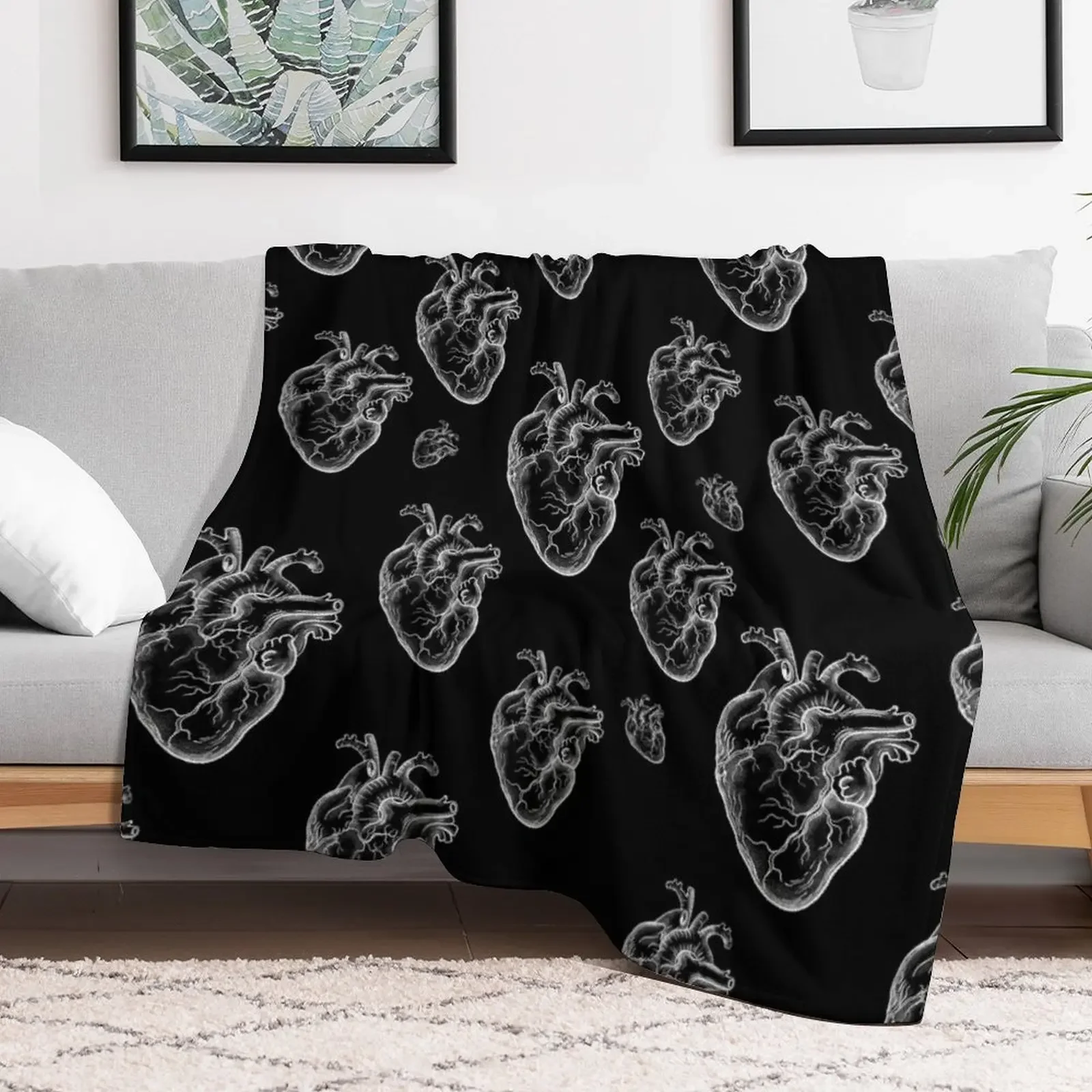 Human Heart white, anatomy art, cool cute Throw Blanket No Pilling Soft Warm Blanket for Bed