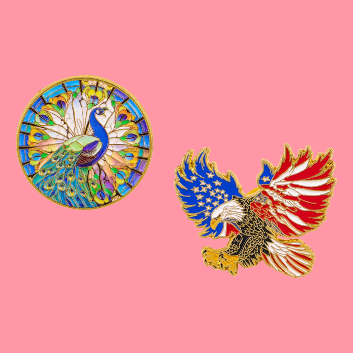 Amerikanischer Weißkopfseeadler Emaille-Anstecknadel, bunte Pfauen-Brosche, Anstecknadel, Reversnadel, Abzeichen für Rucksack, Kleidung, Accessoires, Schmuck, Geschenke für Freunde