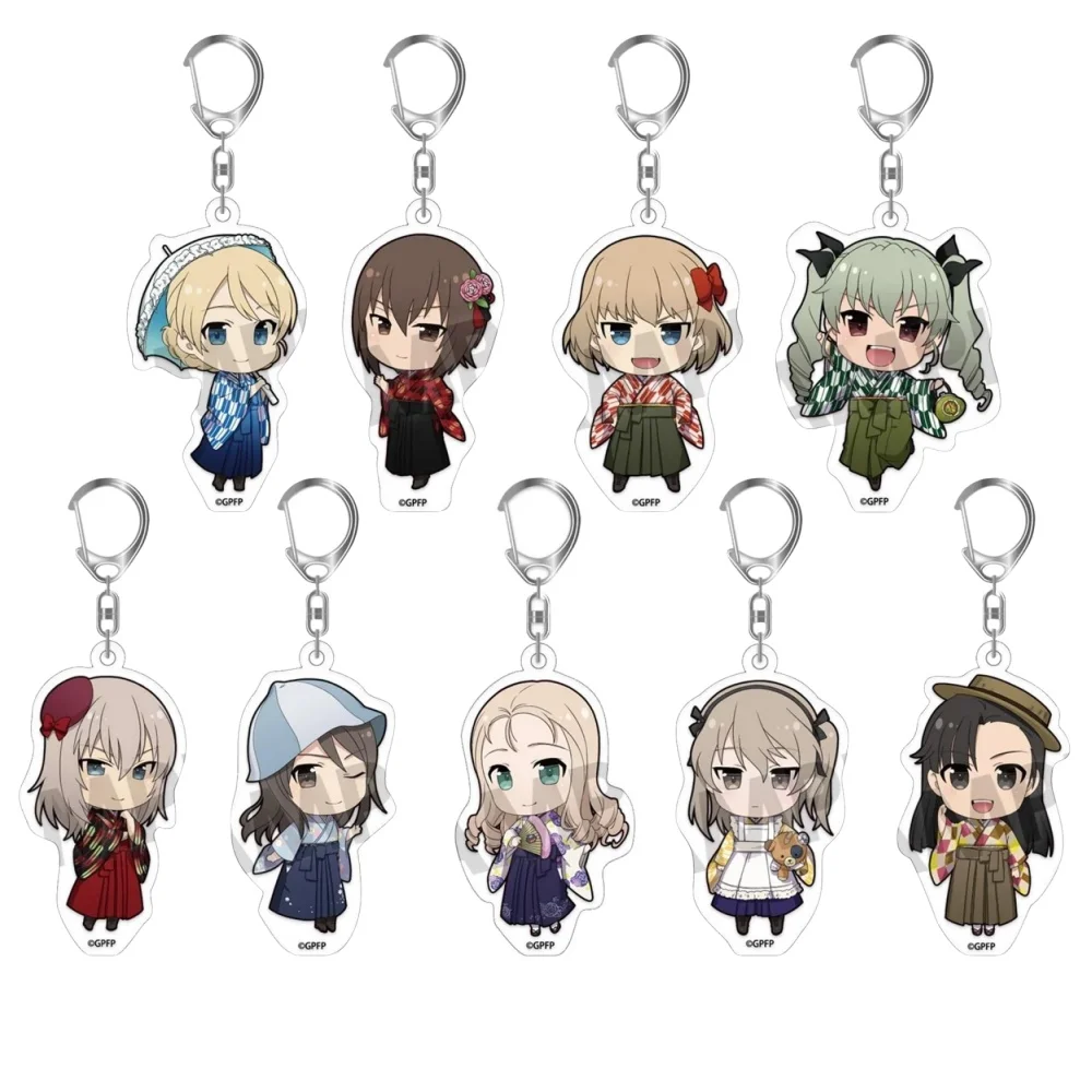 Anime Peripheral Store Girls und Panzer das Finale Alice Kinuyo Erika Anchovy Darjeeling Acrylic Keychain Pendant Decor