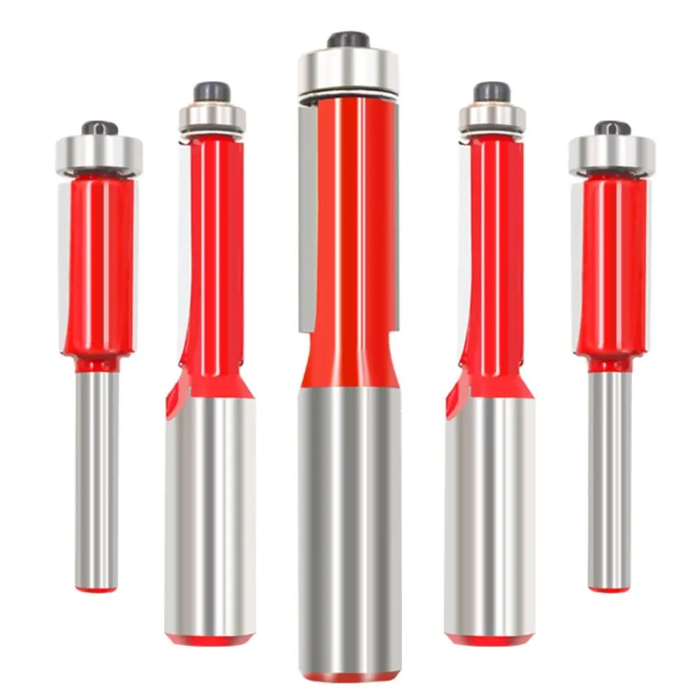 6.35mm/12.7mm Shank Milling Cutter Flush Trim Bit with Bearing Router Bit Double Edge Milling Cutter for Woodworking Tool