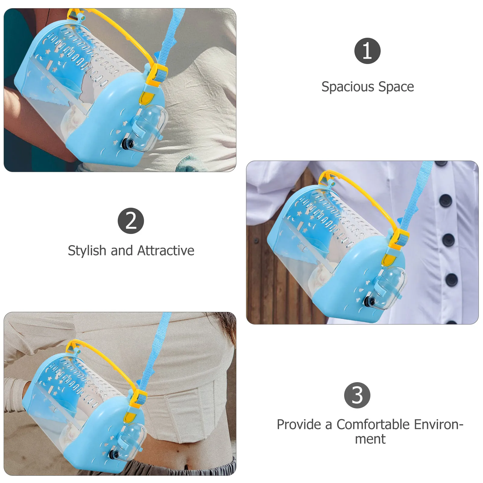 

Portable Hamster Carrier Cage with Strap Lightweight Small Pet Travel Cage for Guinea Pigs Chinchillas Rabbits Outdoor Walking