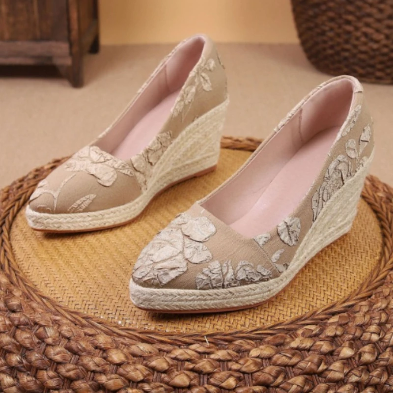 Fashion High Heels Women Wedges Shoes Elegant Ladies Party Shoes Brand Women Pumps Retro Woman Wedge Heel 8cm