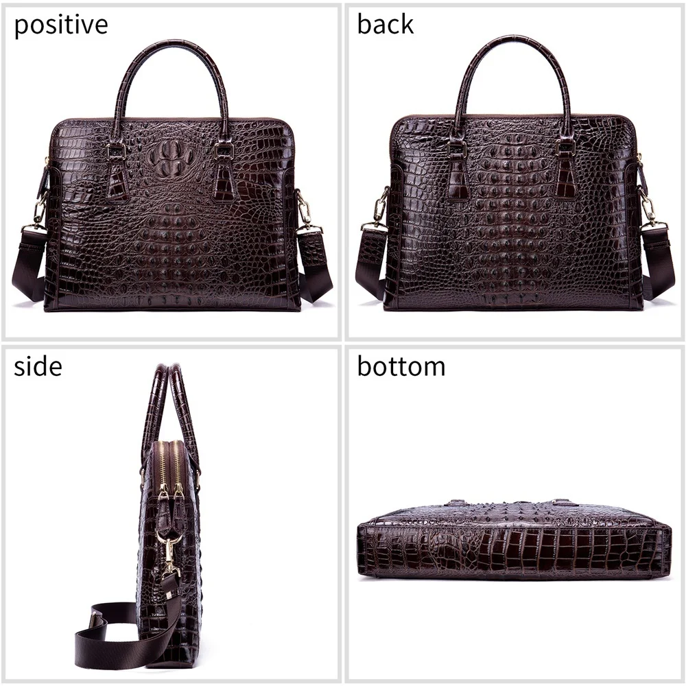 Bag Men's Genuine Leather Laptop Briefcase Fashion Crocodile Pattern Office For Men Porte Document