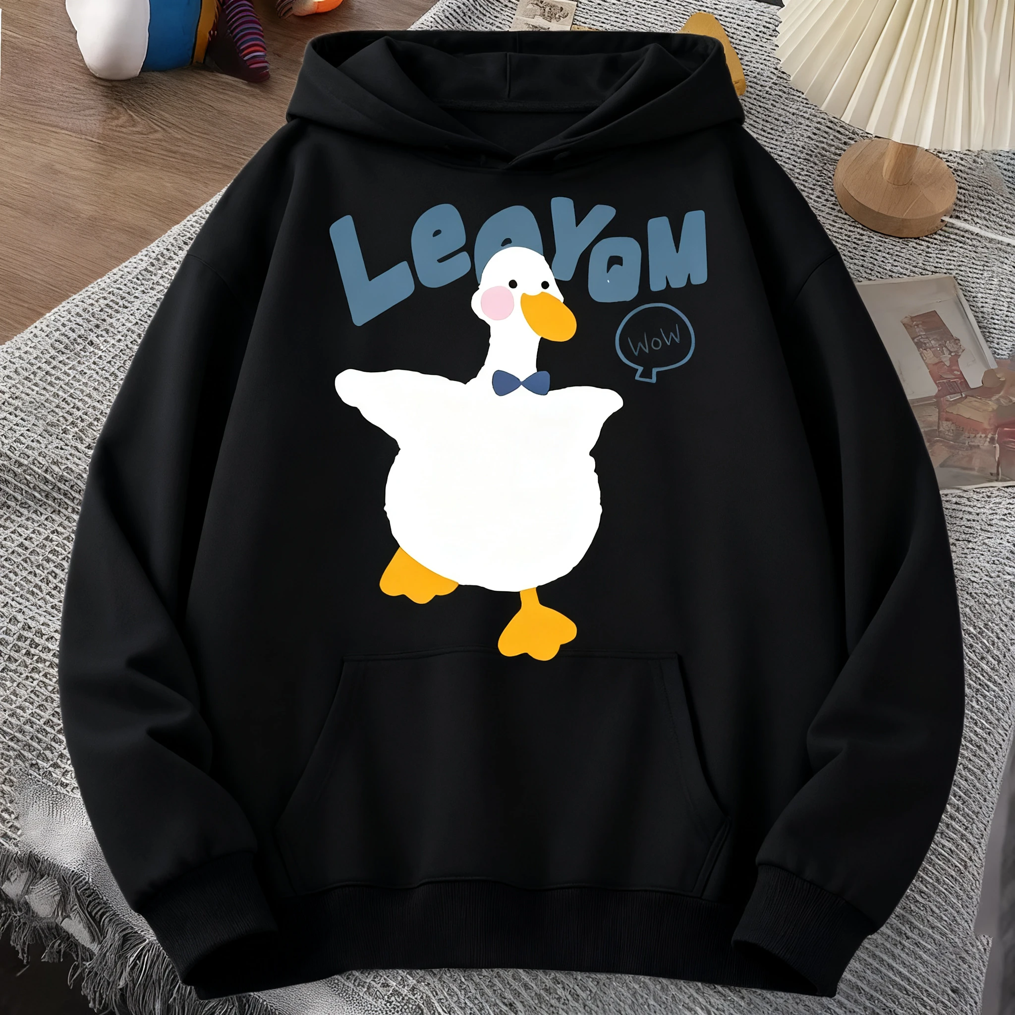 

Cartoon Duck Graphic Printing Autumn and Winter Men's and Women's Hoodies Casual Loose Outdoor Street Sports Training Brand
