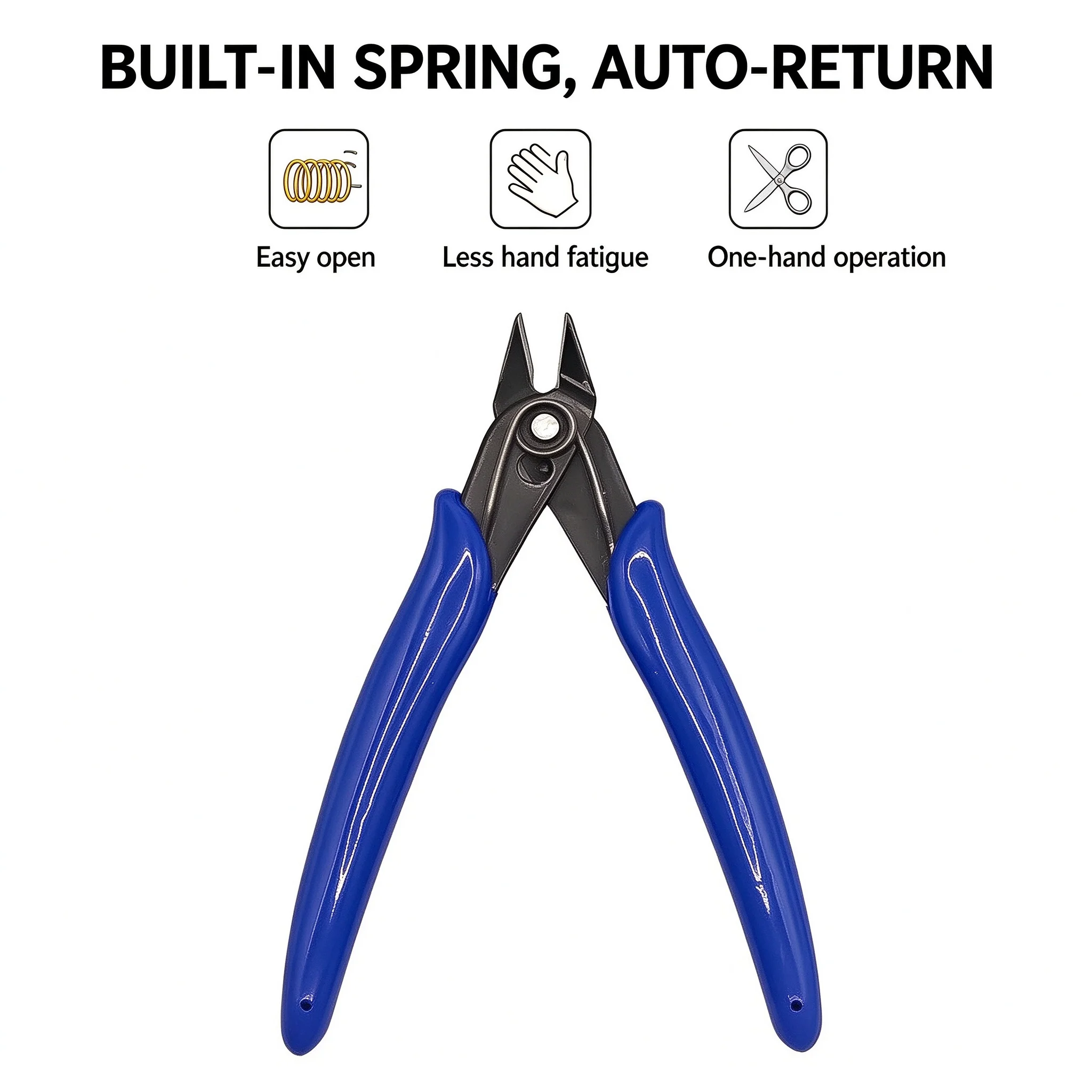 Mini Flush Cutter Pliers 65Mn High Carbon Steel Wire Snips Diagonal Side Cutters with Spring for Electronics Model Kits