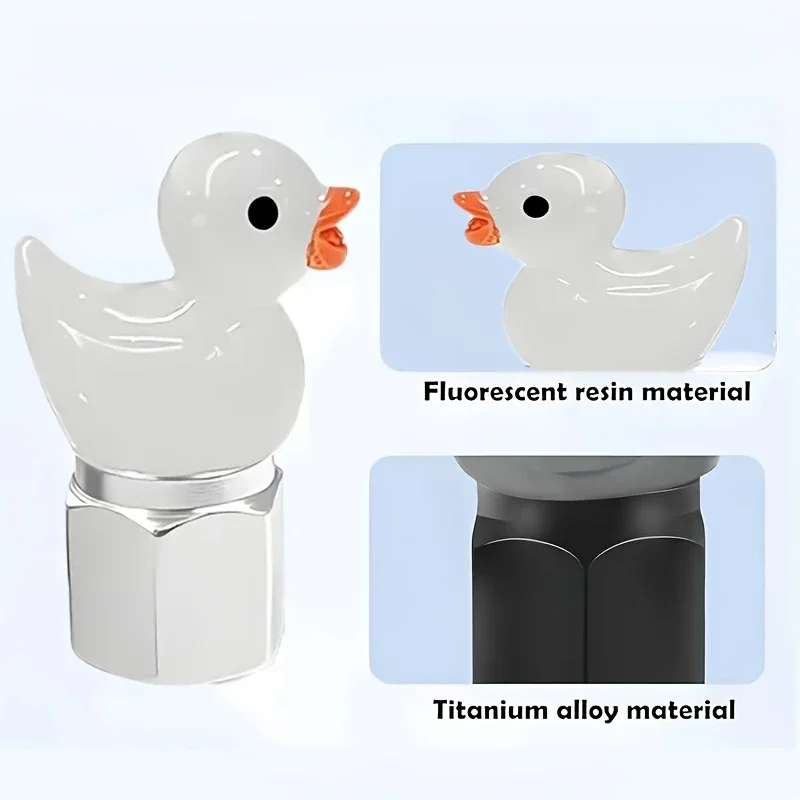 4 قطع من أغطية صمامات إطارات البط المتوهجة في الظلام - أغطية صمامات معدنية عالمية مع ملحقات مقاومة للماء بتصميم أصفر لطيف #2