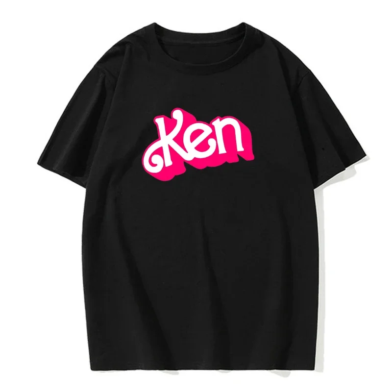 Men Summer Fashion Cotton T-Shirt Pink Ken Letter Print Tops Tees Male Casual O-Neck Clothing Short Sleeve Harajuku Streetwear