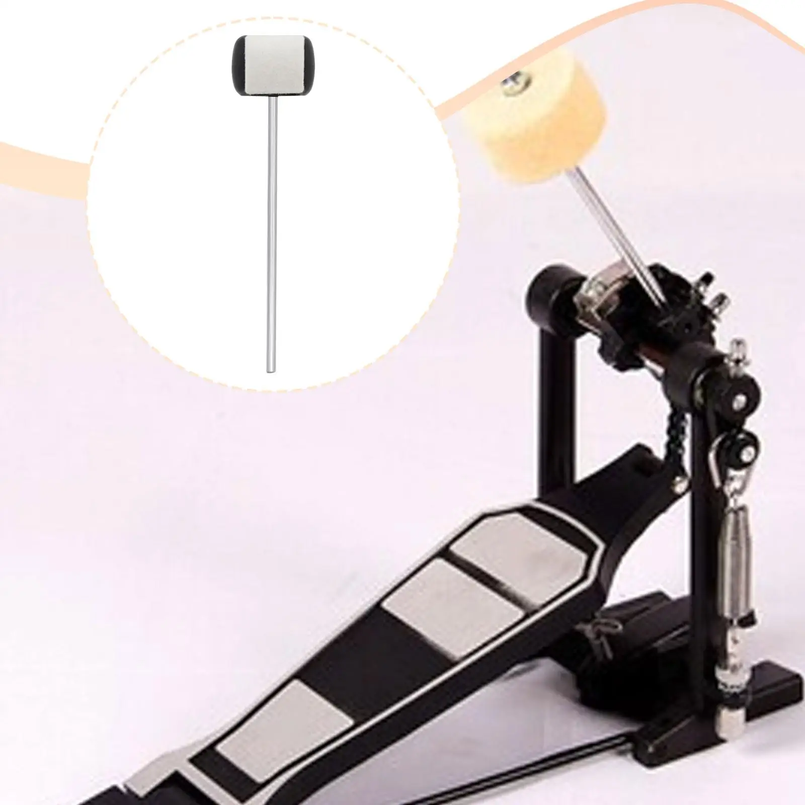

High Density Felt Drum Pedal Beater Durable Iron Shaft Lightweight Round Head Accessory for Bass Drum Pedal and Drum Hardware