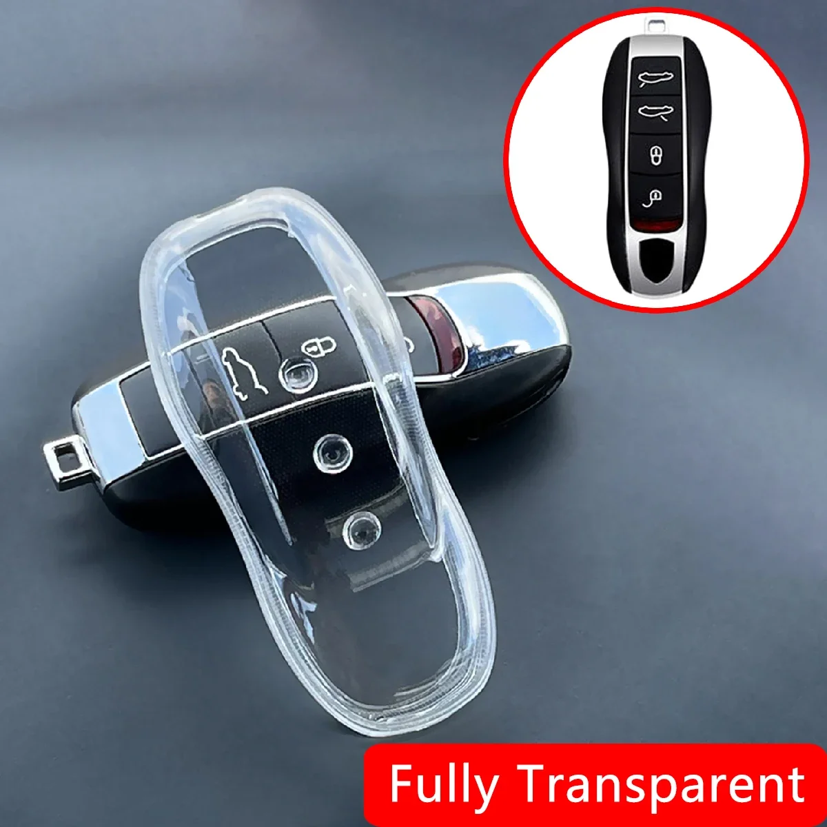 Clear Transparent TPU Car Smart Key Cover Case for Porsche Cayenne Panamera Macan 991 series 718 Boxster Cayman 981 981 series