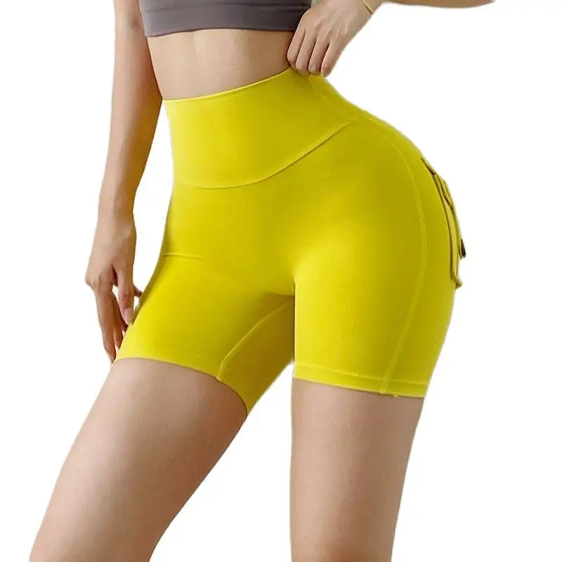 SOISOU Tight Women\'s Shorts Sexy Cycling Shorts Elastic High Waist Shorts Back Pockets Breathable Sport Shorts ropa de mujer