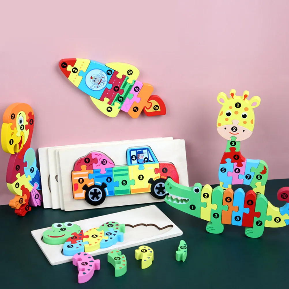 

1Set Puzzle Educational Plaything Early Education Number Cognition Wooden Jigsaw Preschool Learning Matching Block Enlightenment