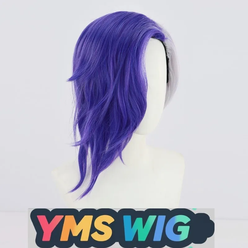 【Hombre libre】Peluca de cosplay Peggy Wan de una pieza, doble color a juego, piratas bestias, púrpura, largo y rizado