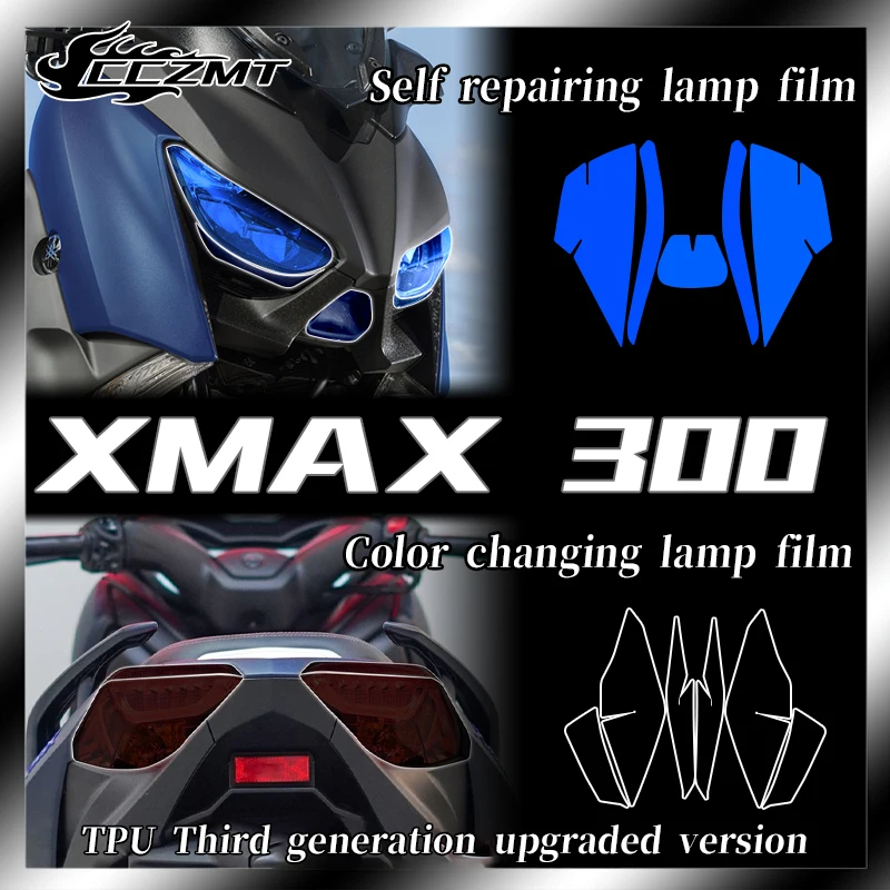 Filme do farol para YAMAHA XMAX 300, filme de luz da cauda preta defumada, modificação do espelho retrovisor, 2017-2022