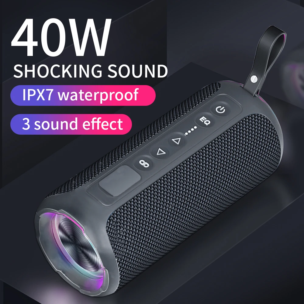 Cyboris S7 40W High-power Bluetooth Speaker 3D Stereo Bass Bluetooth Speaker Portable IPX7 Waterproof Suitable TWS Boom Box