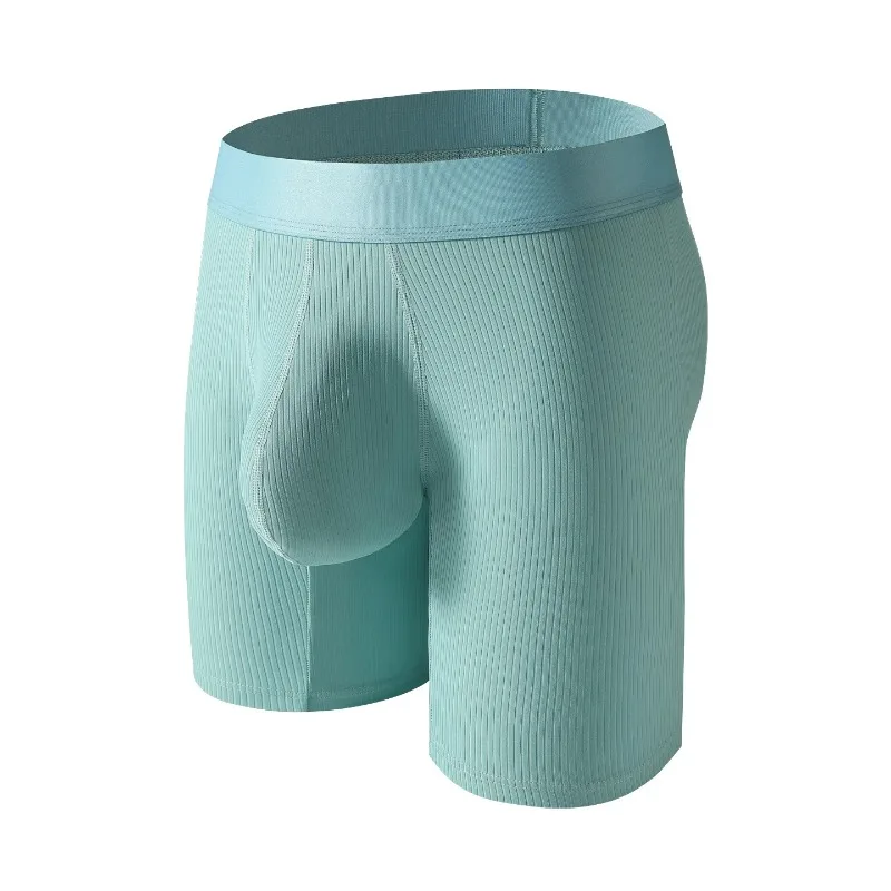 Men Sexy Big Pouch Long Boxers Shorts Outdoor Gym Fitness Breathable Underwear Solid Color Absorbs Sweat Jogging Sporty Panties