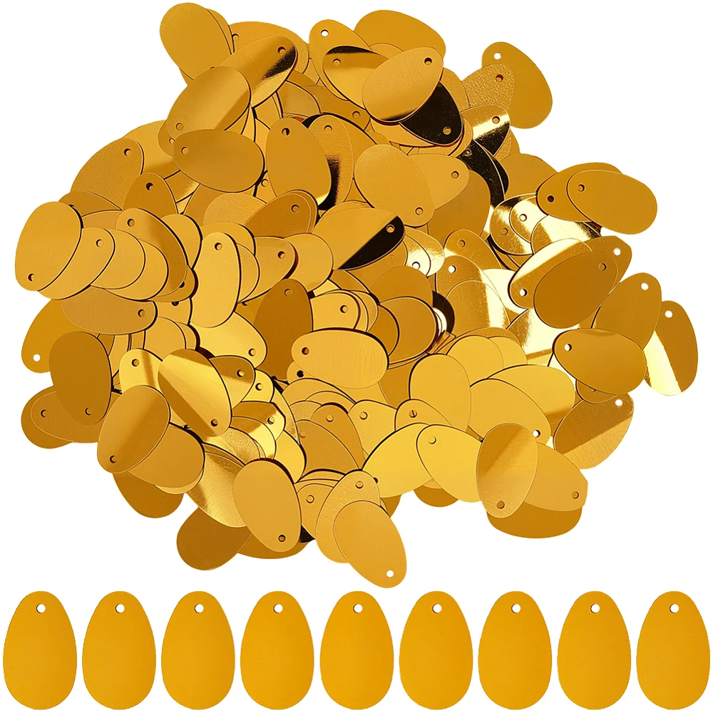 1200Pcs 20mm Flat Gold Sequins Sequin Paillettes Packs PVC Art Glitter Oval Shape Embroidery Loose Sewing Ornaments Spangles