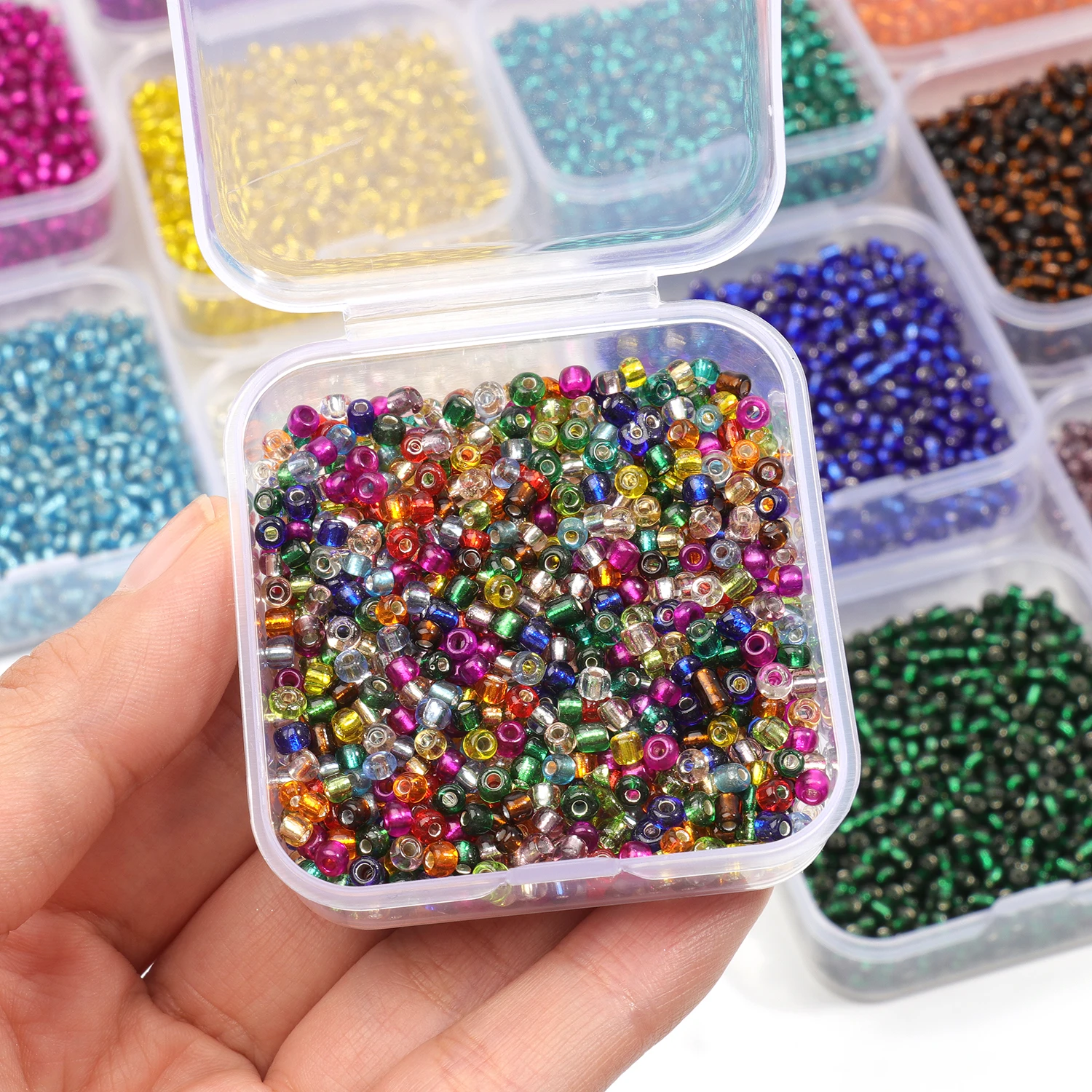 1000pcs 3mm Silvery Czech Glass Beads Multicolor Barrel Tube Loose Beads For DIY Jewelry Making Supplies Bracelet Necklace