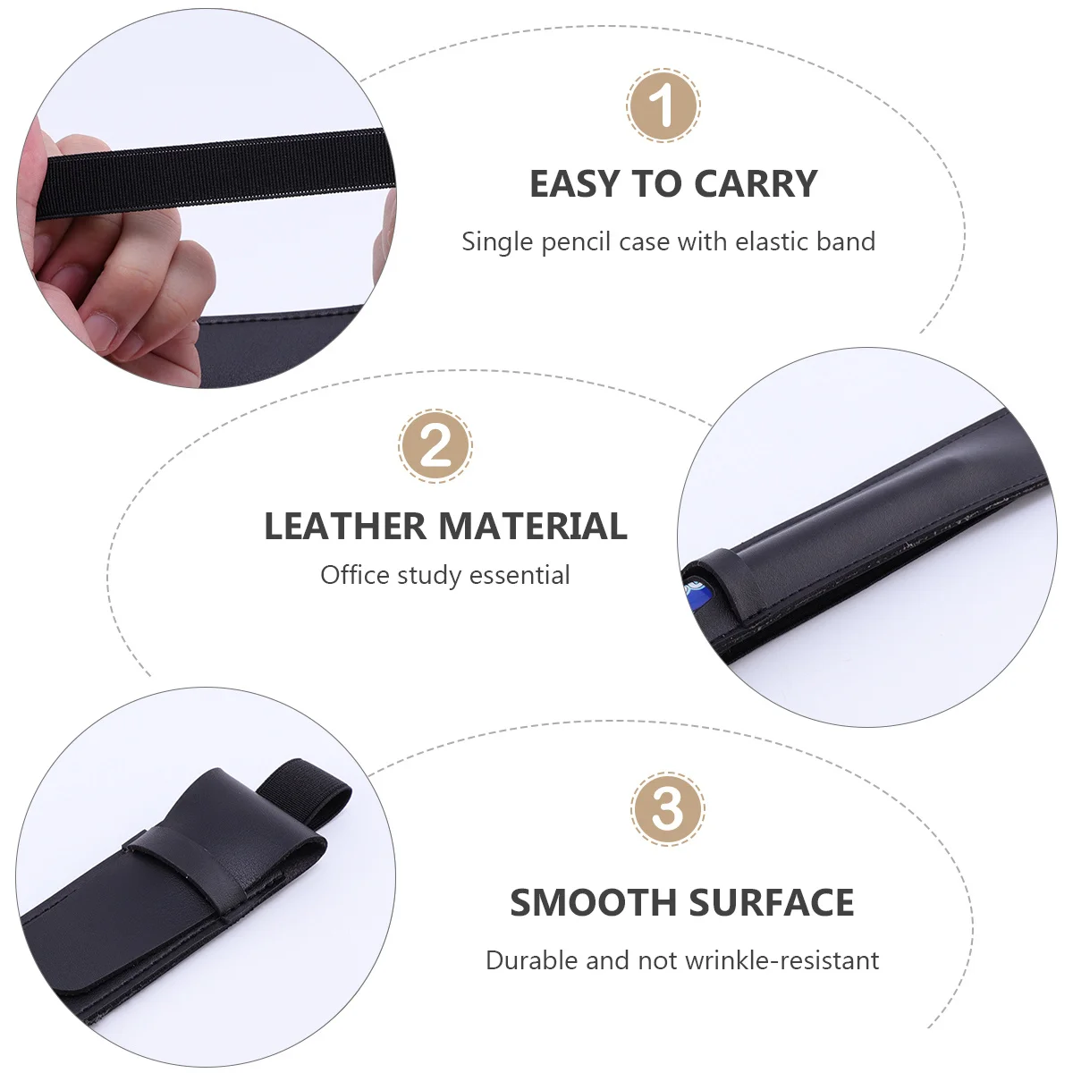 

1Pcs Stylus Pen Protective Case PU Lightweight Storage Pouch Elastic Bands Universal Pen Storage Bag Black