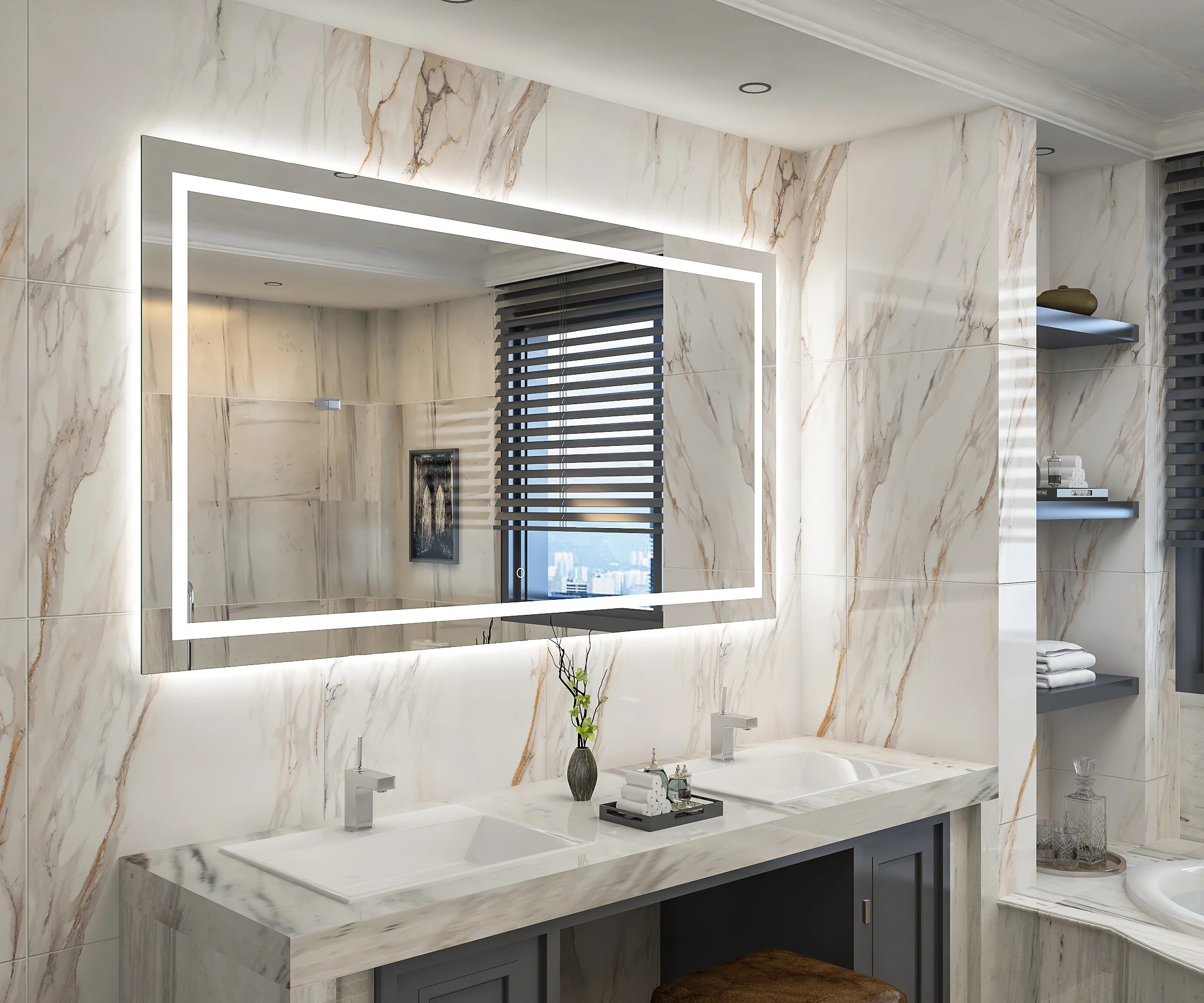 Rectangle Backlit Anti-Fog LED Smart Vanity