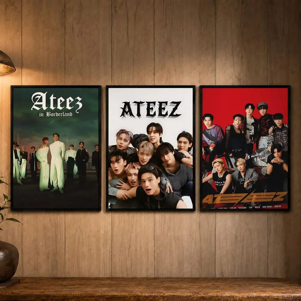 Max Band A-ATEEZS Poster Self-adhesive Art Poster Decoracion Painting Wall Art White Kraft Paper Home Decor