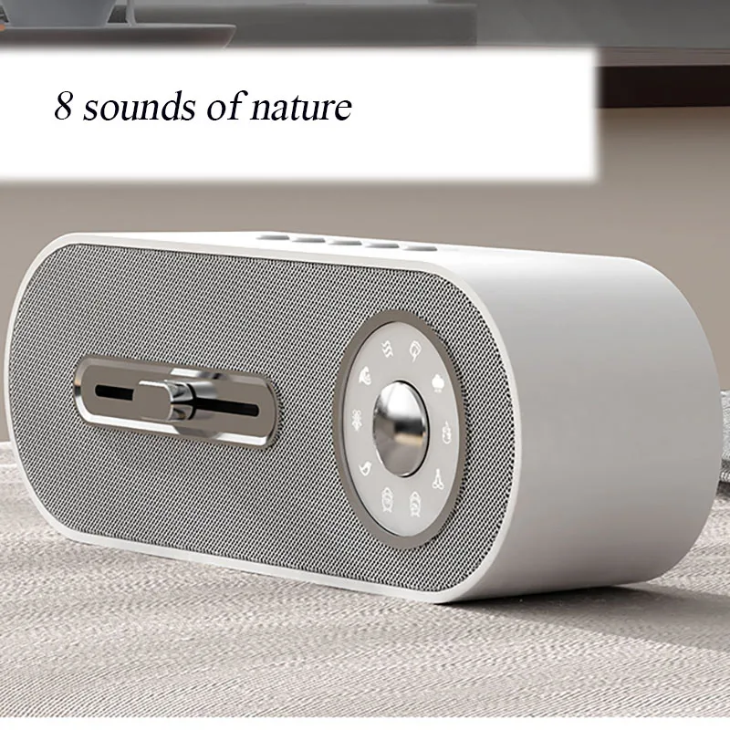 White Noise Bluetooth Speaker Plastic Two Speed Timing Sleeping Sound Desktop Subwoofer with 8 Sounds of Nature