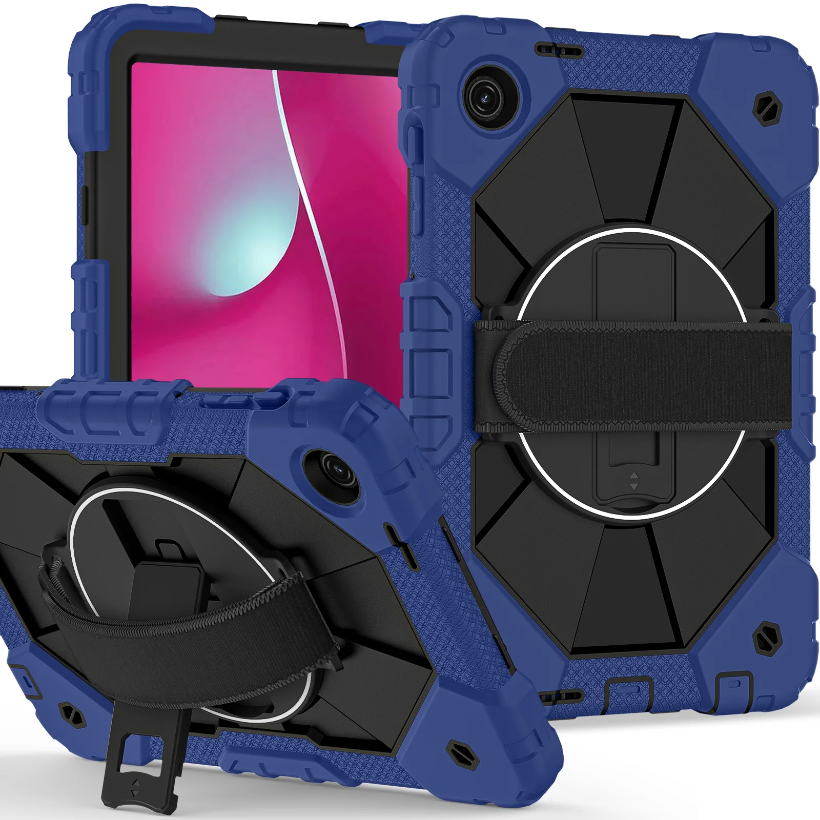 

Противоскользящий прочный чехол для T-Mobile REVVL Tab 2 2025 10.1 дюйма с вращающейся на 360° подставкой и плечевым ремнем, ударопрочный