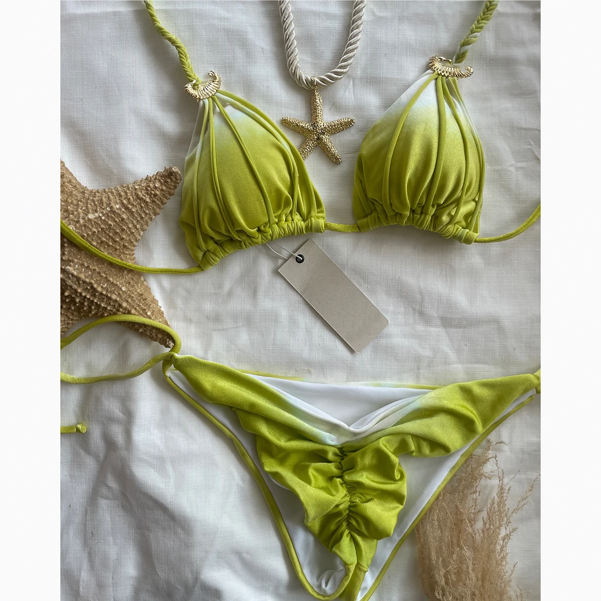 

Melphieer Women's Inspired Designer Bikini Sets Brazilian Ruching Bum Two Piece Swimsuits Tie Dye Bathing Suits Braiding Outfit