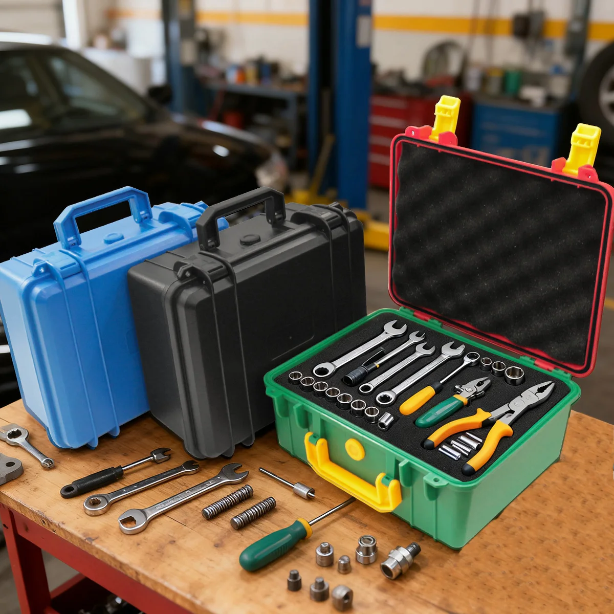 صندوق أدوات صيانة السيارات البلاستيكي المقاوم للماء والرطوبة مع إسفنجة، حقيبة تخزين محمولة لحماية السلامة #1