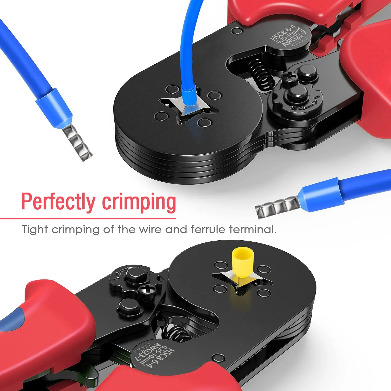 Tube Terminal Crimping Tools Ferrule Crimping Pliers HSC8 6-4 0.25-10mmยฒ 23-7AWG 6-6 0.25-6mmยฒ Electrician Clamp Sets Wire Tip