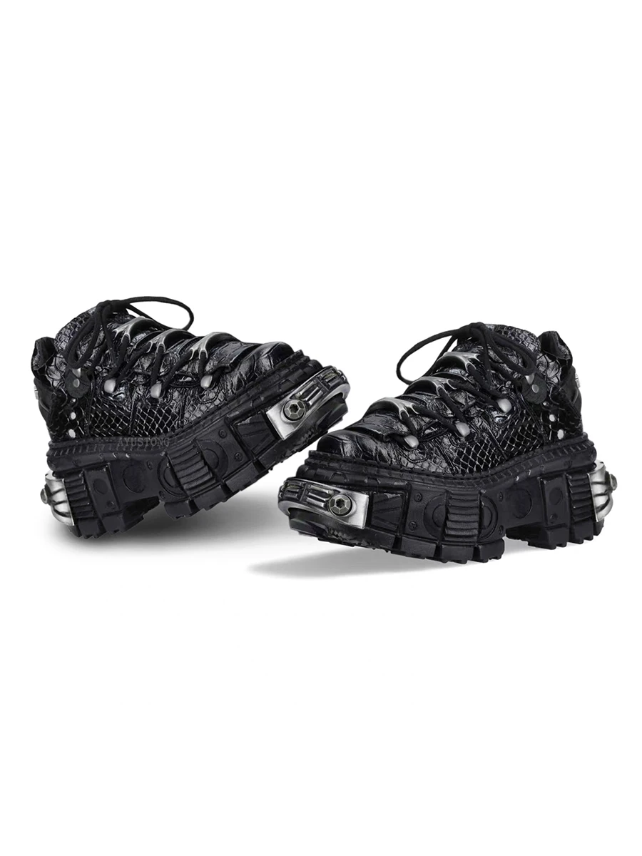 AYUSTONG Gothic Heavy Metal Subculture Platform Shoes Thick Bottom