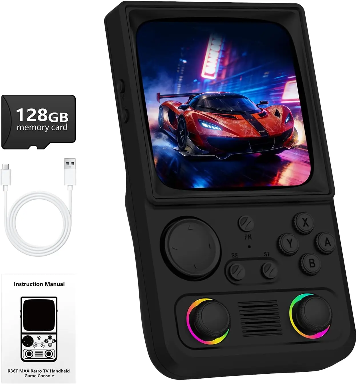 

4.0'' IPS Retro Handheld Game Console, 720x720, 64GB, 18000+ Games, WiFi, 4000mAh, Portable Case
