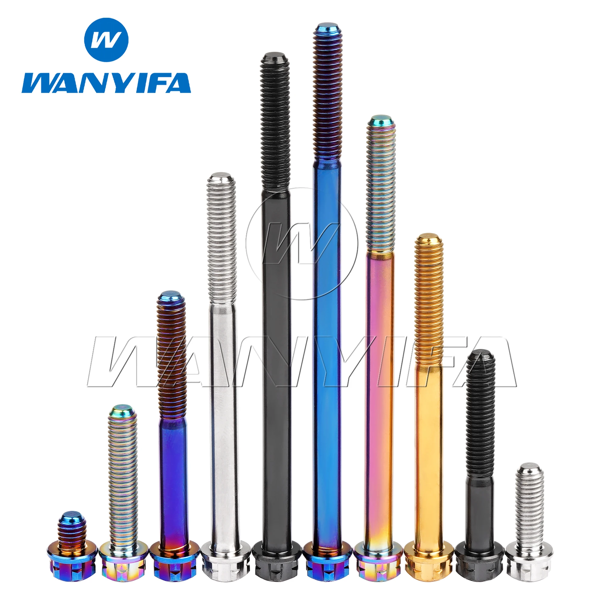 Wanyifa Titanium Bolts M5x6~90mm Small Flange Plummer Head With Marking for Motorcycle Accessory Parts