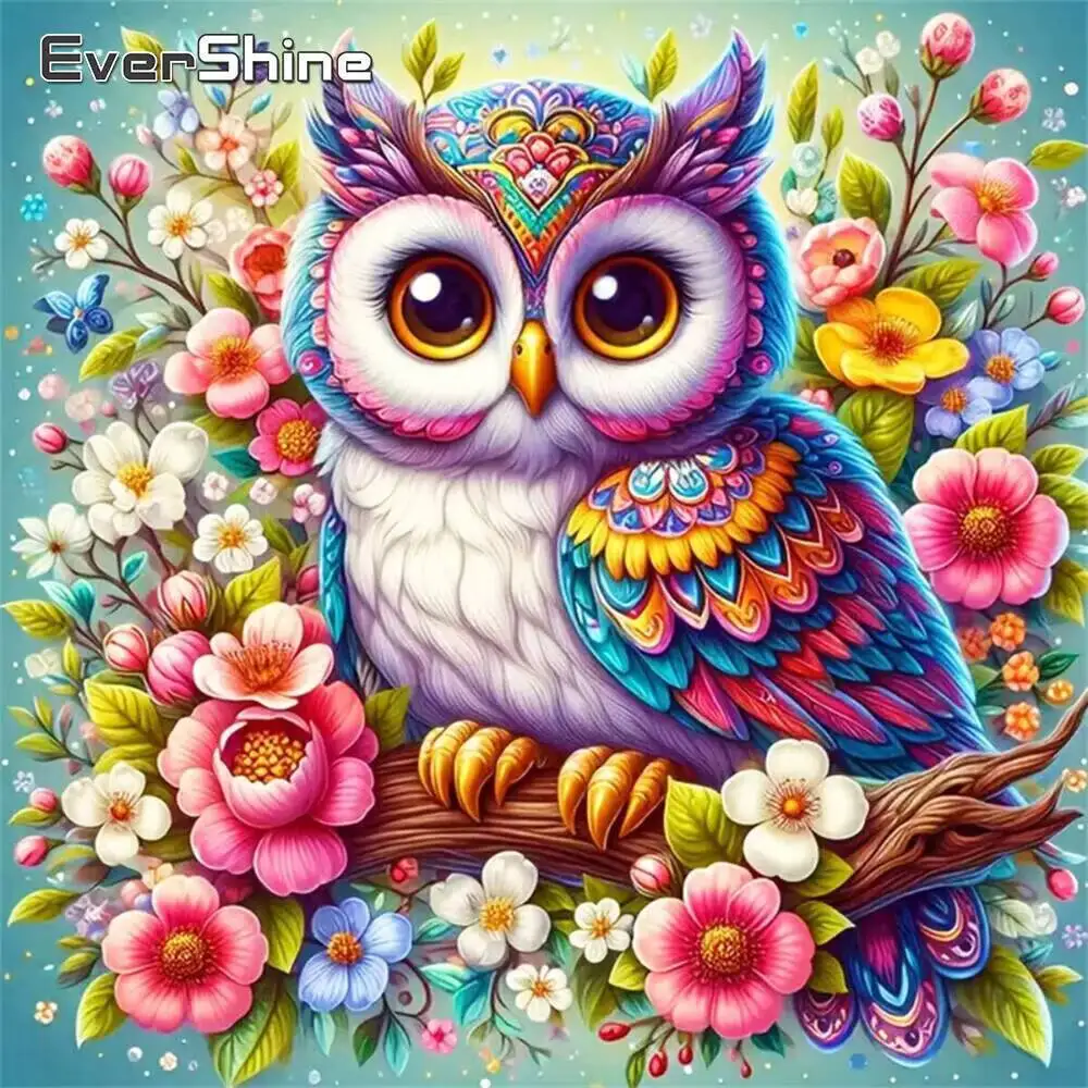Evershine DIY Eule Diamant Malerei Tier Cartoon Bild von Strass Blume Diamant Stickerei Vogel Handwerk Handwerk