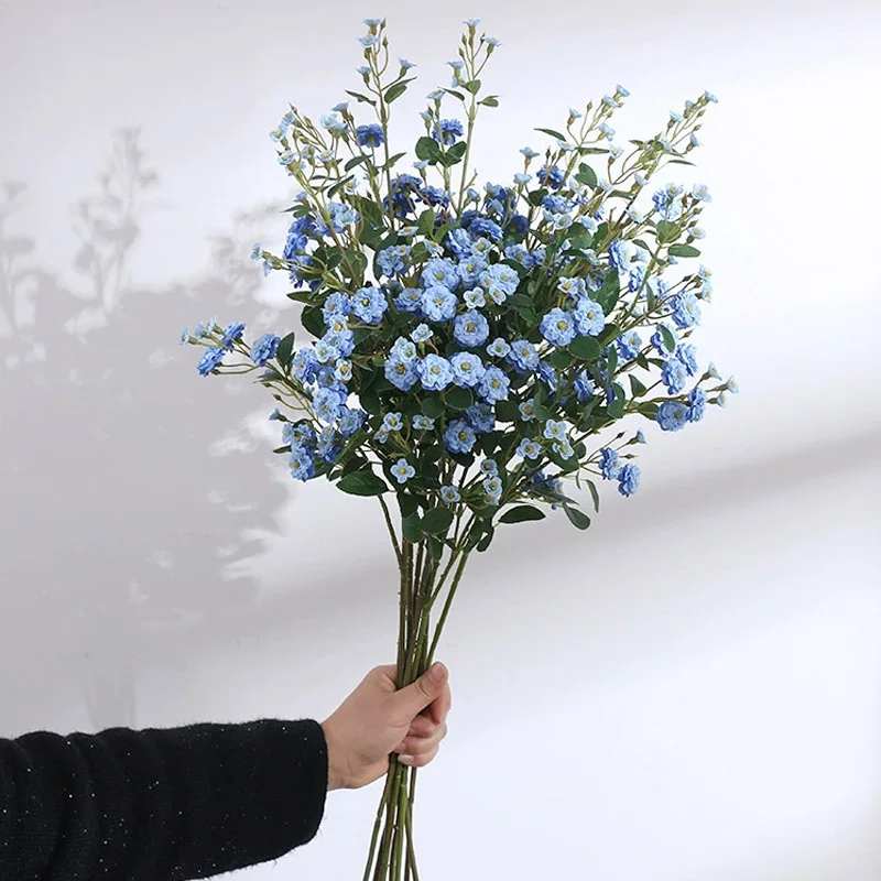 WQNJIN 75 cm Blau Hochwertige Europäische Mini Rosen Lange Zweig Künstliche Seidenblumen Hause Tischdekoration Raumdekoration